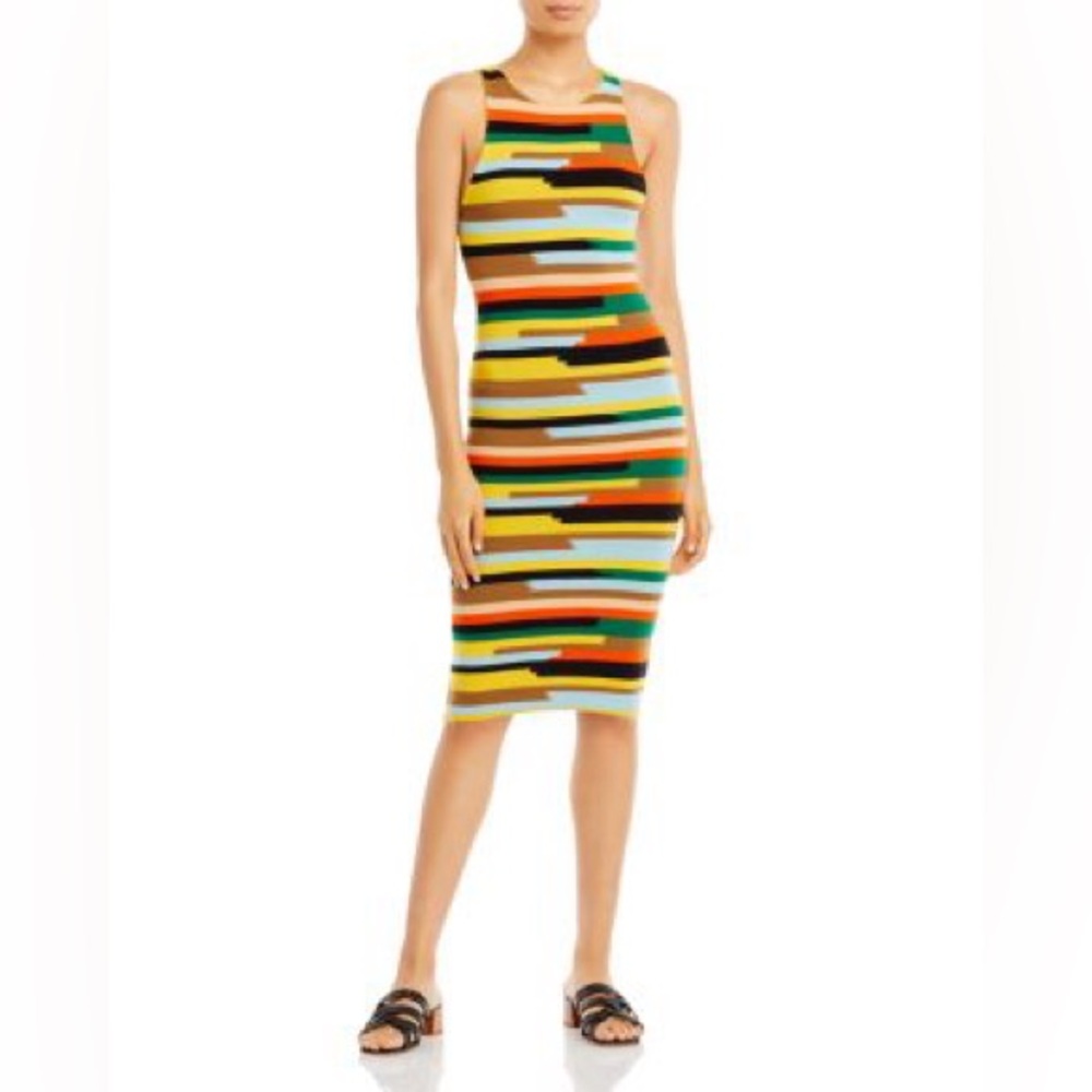 NEW Alice + Olivia Jenner‎ Striped Knit Dress Size XL Midi Dress NWT $330 MSRP